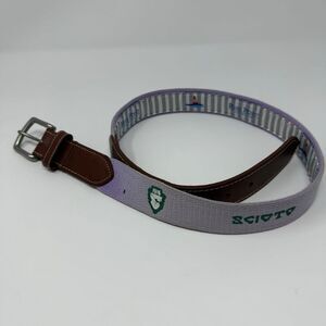 REEL POINT SCIOTO COUNTRY CLUB  1916 GOLF purple‎ Belt Needle Point Size 32